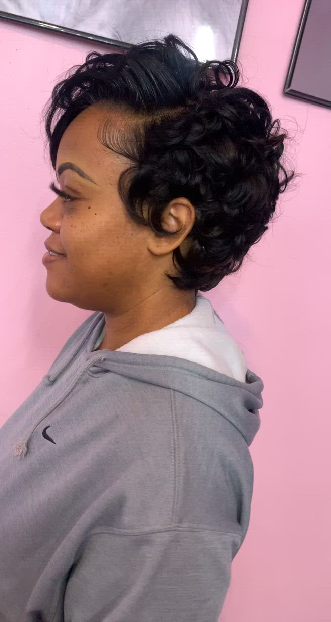 Custom Short Wig Using a lace closure hair provided by frenchy